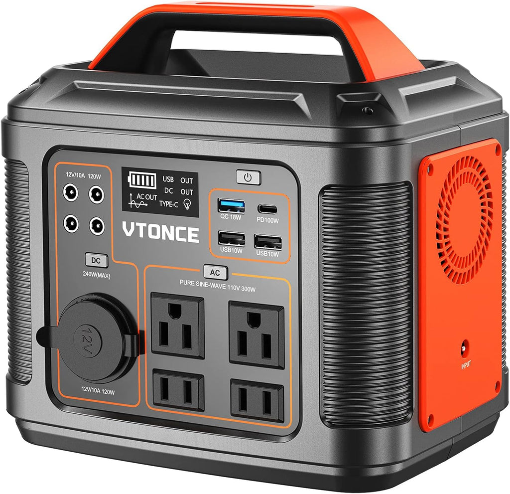 Portable Power Station 300W 296Wh Solar Generator with AC Outlets and LED Flashlight W271