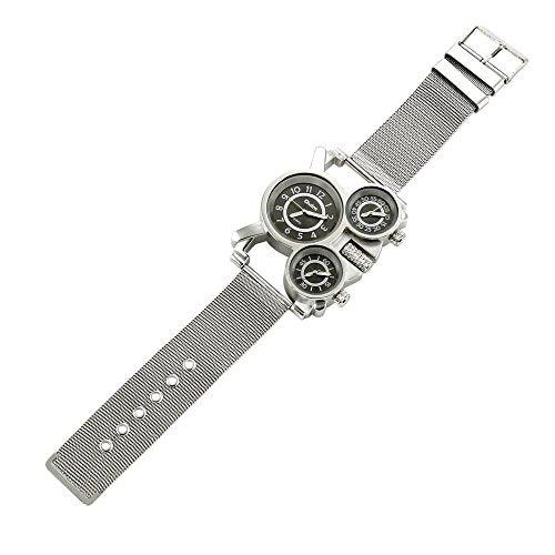 Men's Military Quartz Analog Wrist Watch Stainless-Steel Metal Mesh Strap Gunmetal M50959