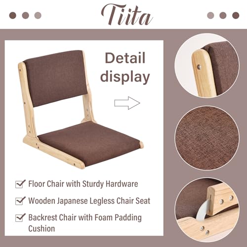Foldable Floor Chair with Cushion, Wood Grey T848596