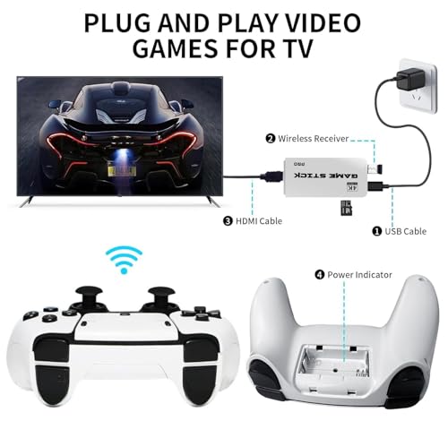 Wireless Retro Game Console with 64GB TF Card and Dual 2.4G Wireless Controllers Z440