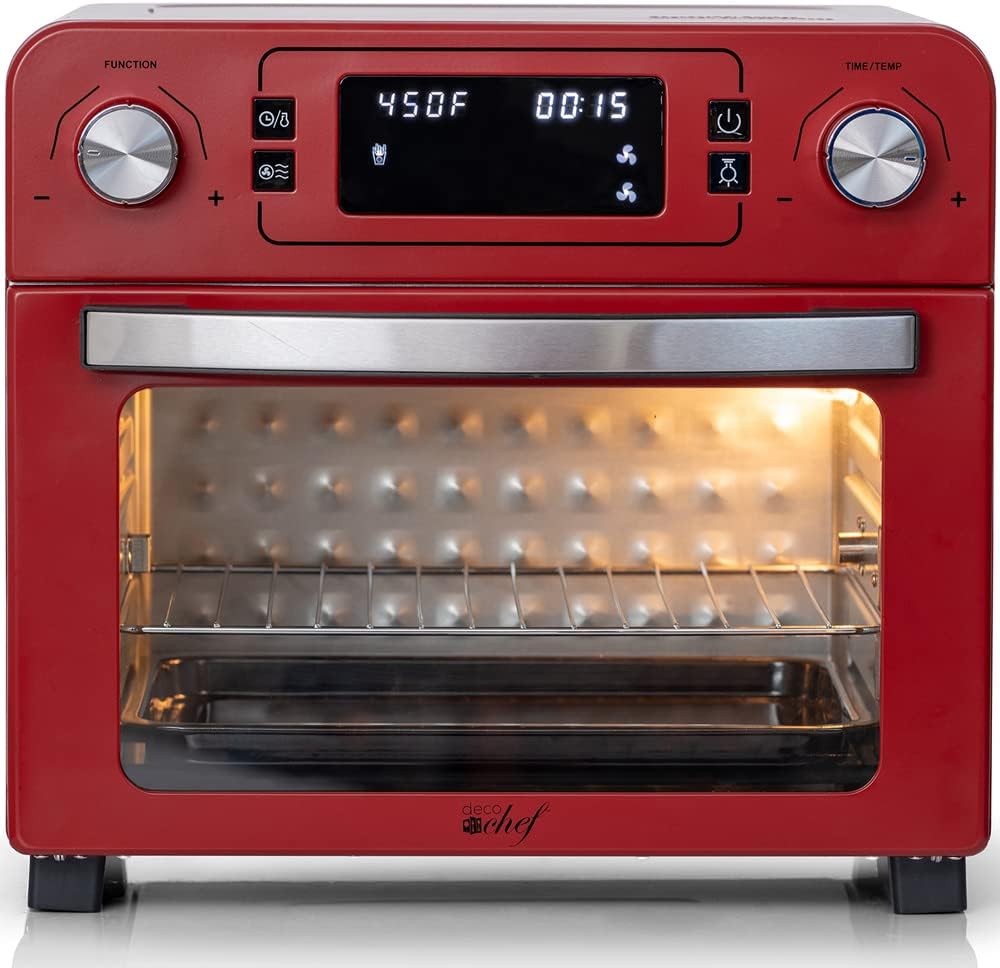 24QT Stainless Steel Countertop Toaster Air Fryer Oven Red L438517