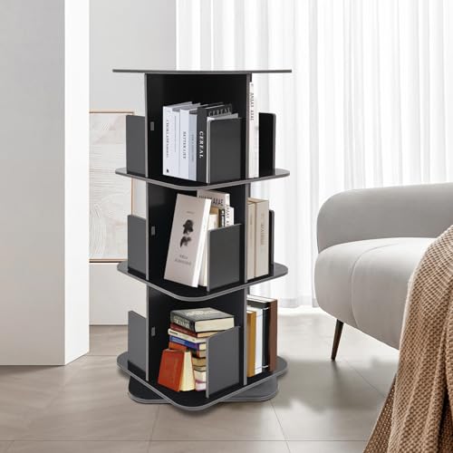 Black 3 Tier Rotating Bookcase S250