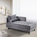64" Upholstered Velvet Chaise Lounge with Left Armrest & Lumbar Pillow B400570