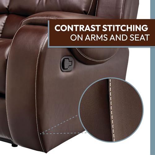 Cambridge Brown Faux Leather Double Reclining Loveseat I4587