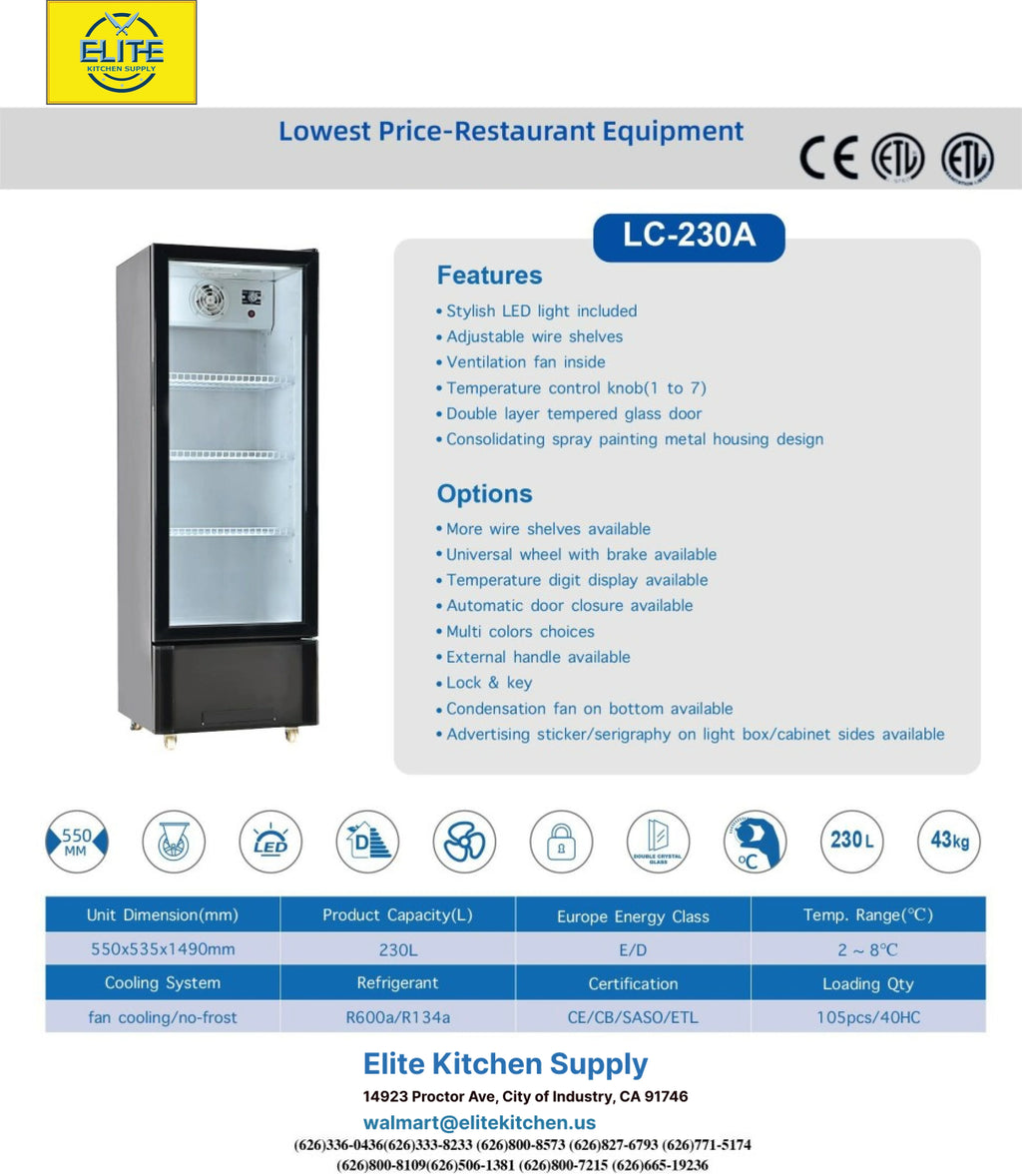 11.29 Cu. ft. Single Glass Door Beverage Commercial Refrigerator R238
