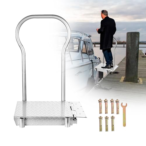 Folding Boat Boarding Platform with Handrail 500LBs Load Non-Slip Heavy Duty Steel Q6404