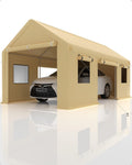 Yellow 10'x20' Heavy Duty Portable Carport Canopy with Roll-up Doors and Mesh Windows I453