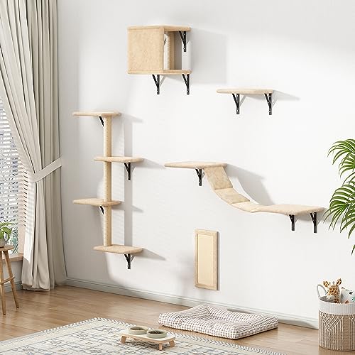 Grey Wall Mounted Cat Shelves Set of 5 U7400