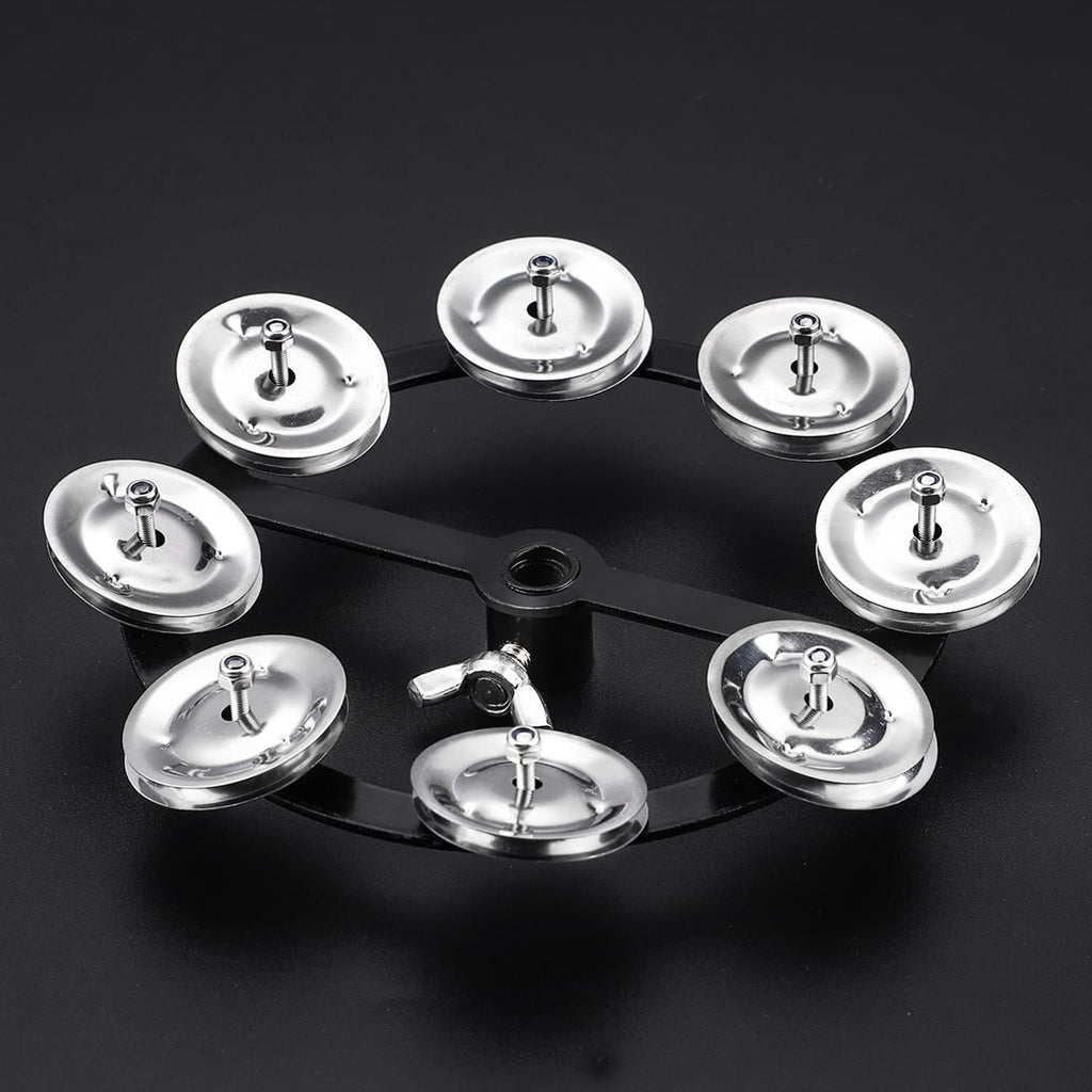 5.5 Inch Mountable Cymbal Hi-hat Tambourine with Single Row 8-pair Stainless Steel Jingles Black U5759