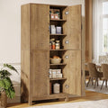70" Tall Kitchen Pantry Cabinet with Adjustable Shelves, 6-Tier Storage Cabinet with Doors and Shelves, Rustic Brown J383