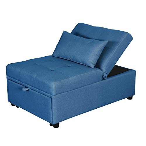 Blue Linen Fabric Fold Sofa Bed R6634