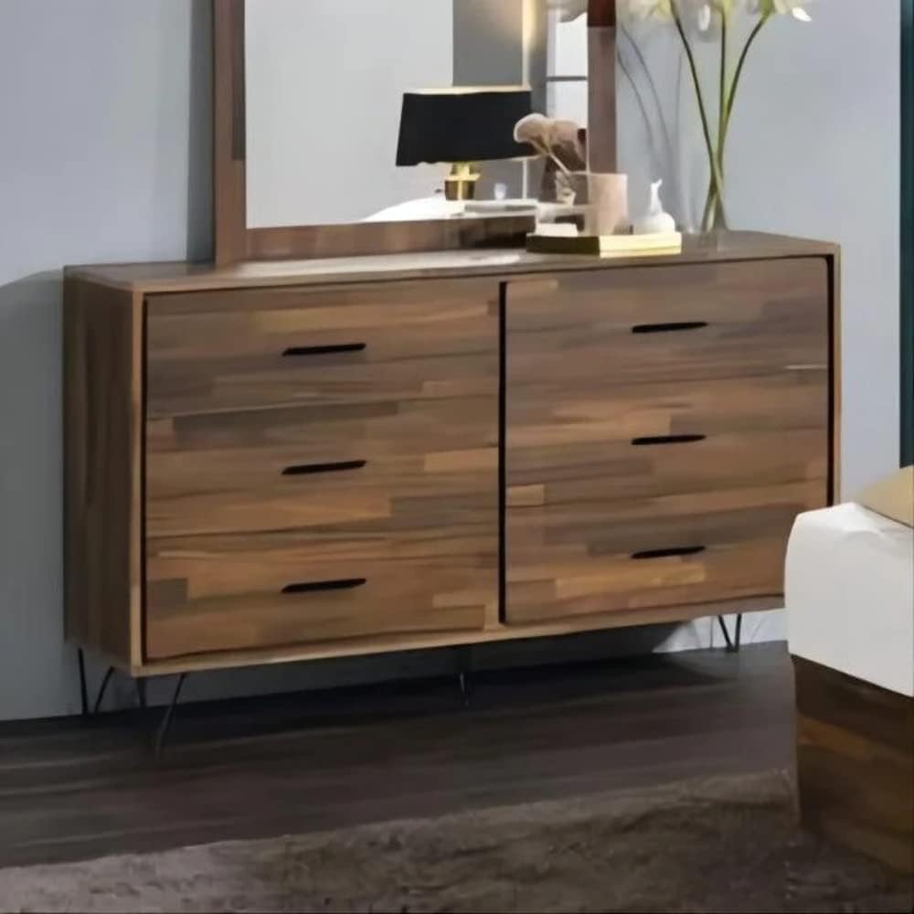 6-Drawer Wooden Dresser Walnut Finish Z7850