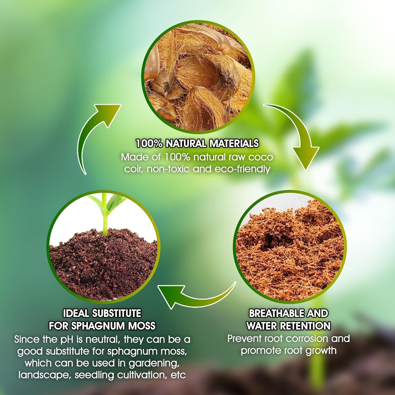 4 Pcs 100% Organic Compressed Coconut Coir Bricks Z6111