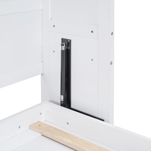 White Full Size Foldable Wall Bed with Storage Cabinet U5691