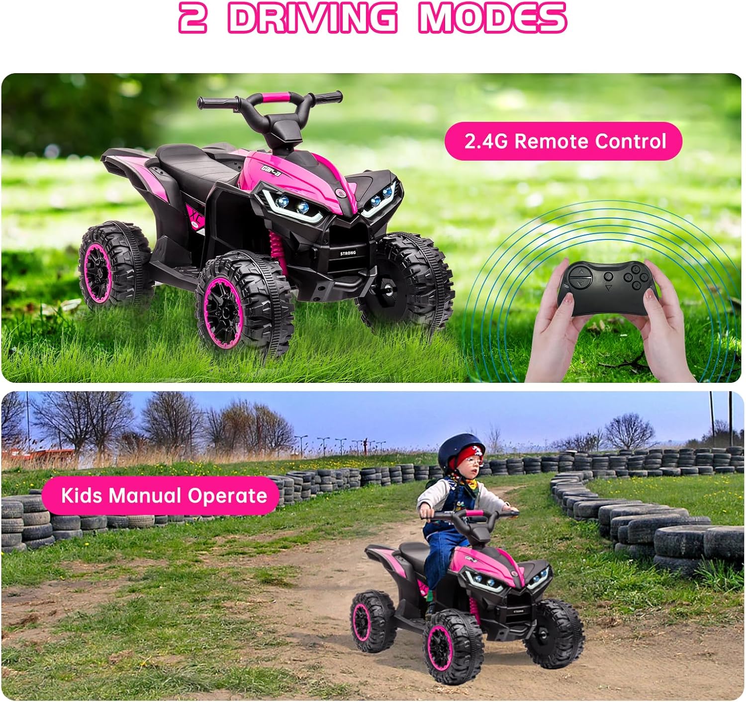 Pink 12v Battery Powered Ride on ATV for Kids Y680