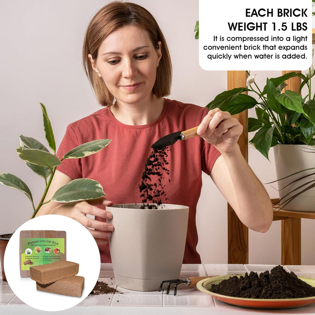 4 Pcs 100% Organic Compressed Coconut Coir Bricks Z6111