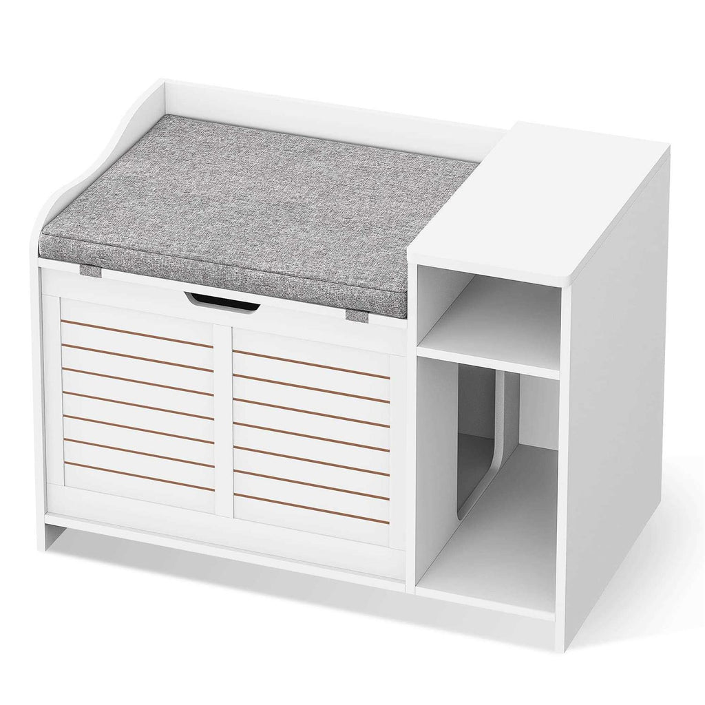 Litter Box Enclosure with Top Opening with Cushion Cat Litter Box Furniture E369806