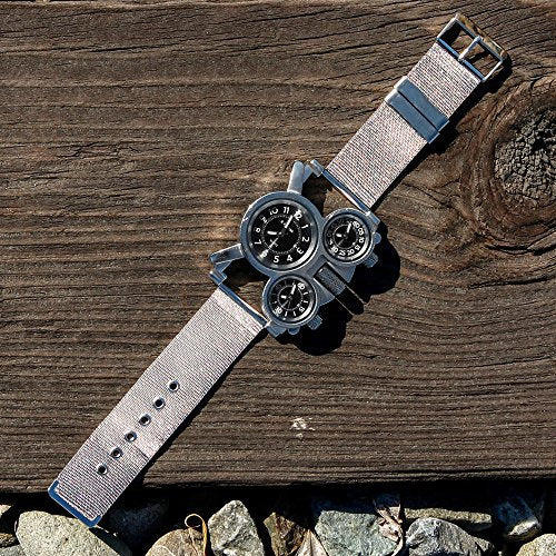 Men's Military Quartz Analog Wrist Watch Stainless-Steel Metal Mesh Strap Gunmetal M50959