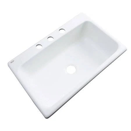 White 33x22 L x 22x22 W Drop-In Kitchen Sink M109066