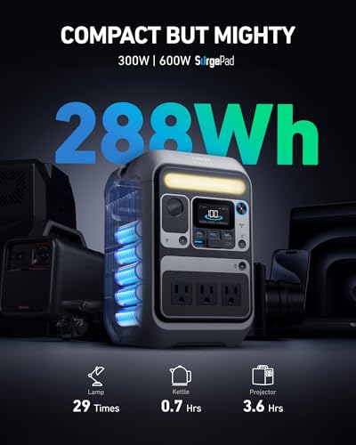 300W 288Wh LiFePO4 Portable Power Station with 60W Solar Panel S60621