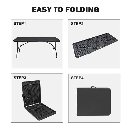 White Black Plastic Folding Table P125998
