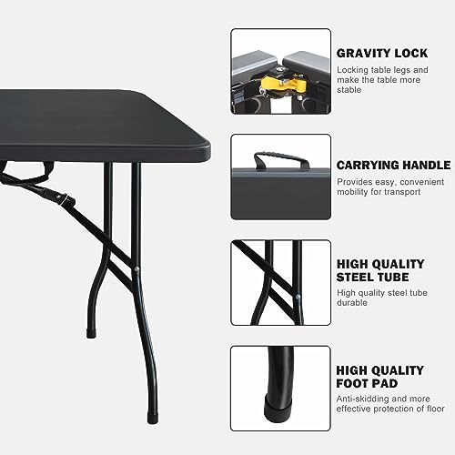 White Black Plastic Folding Table P125998