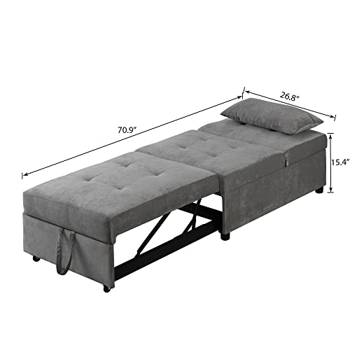 Blue Linen Fabric Fold Sofa Bed R6634
