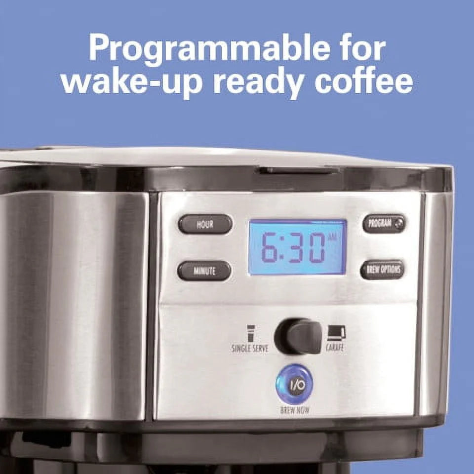 2-Way Coffee Maker, Single-Serve or 12 Cups, Glass Carafe, Black X300130