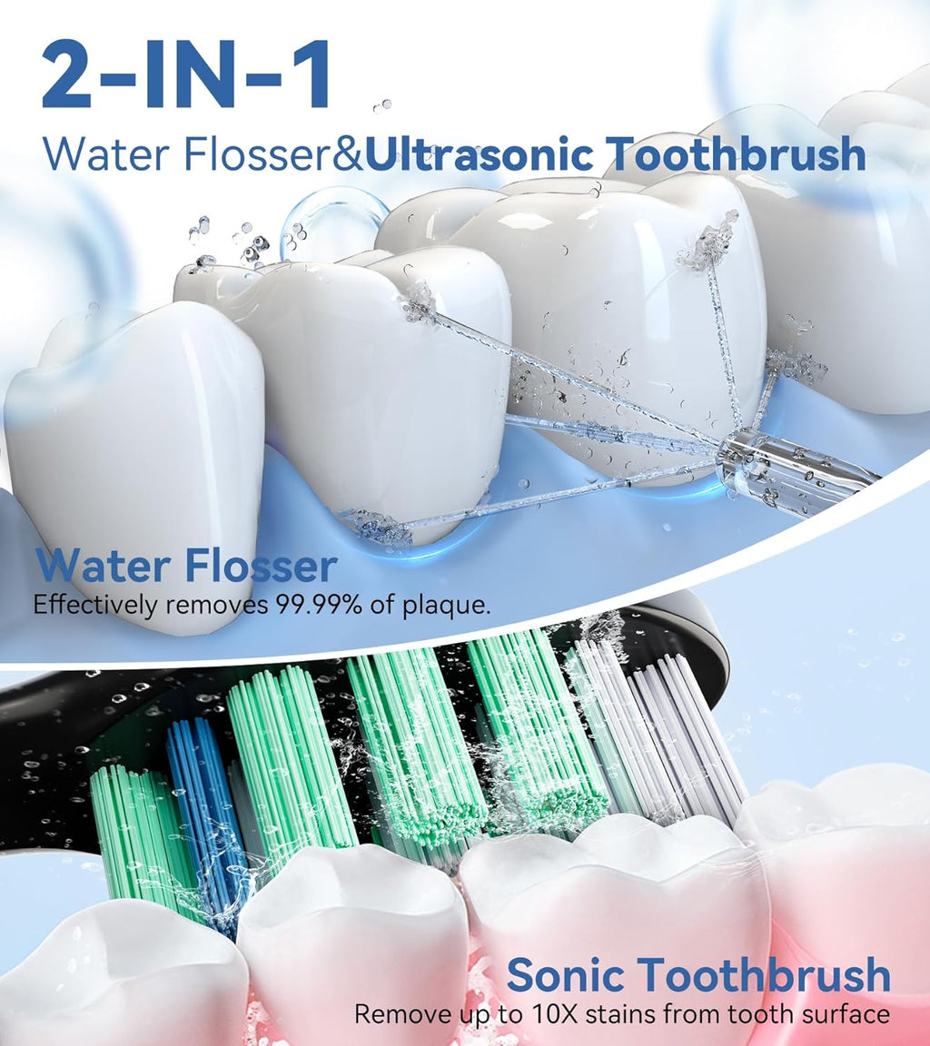 600ML Water Flosser with 7 Jet Tips, 10 Adjustable Water Pressure, 5 Toothbrush Heads Q7487