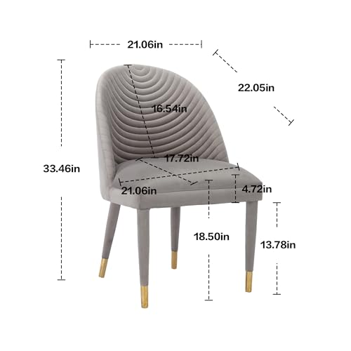 Beige Velvet Set of 2 Dining Chairs with Solid Wood Legs L33831