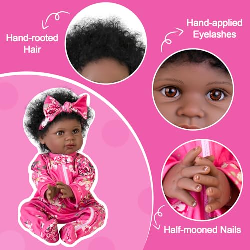 22" Black Reborn Baby Doll with Cloth Body Z331369