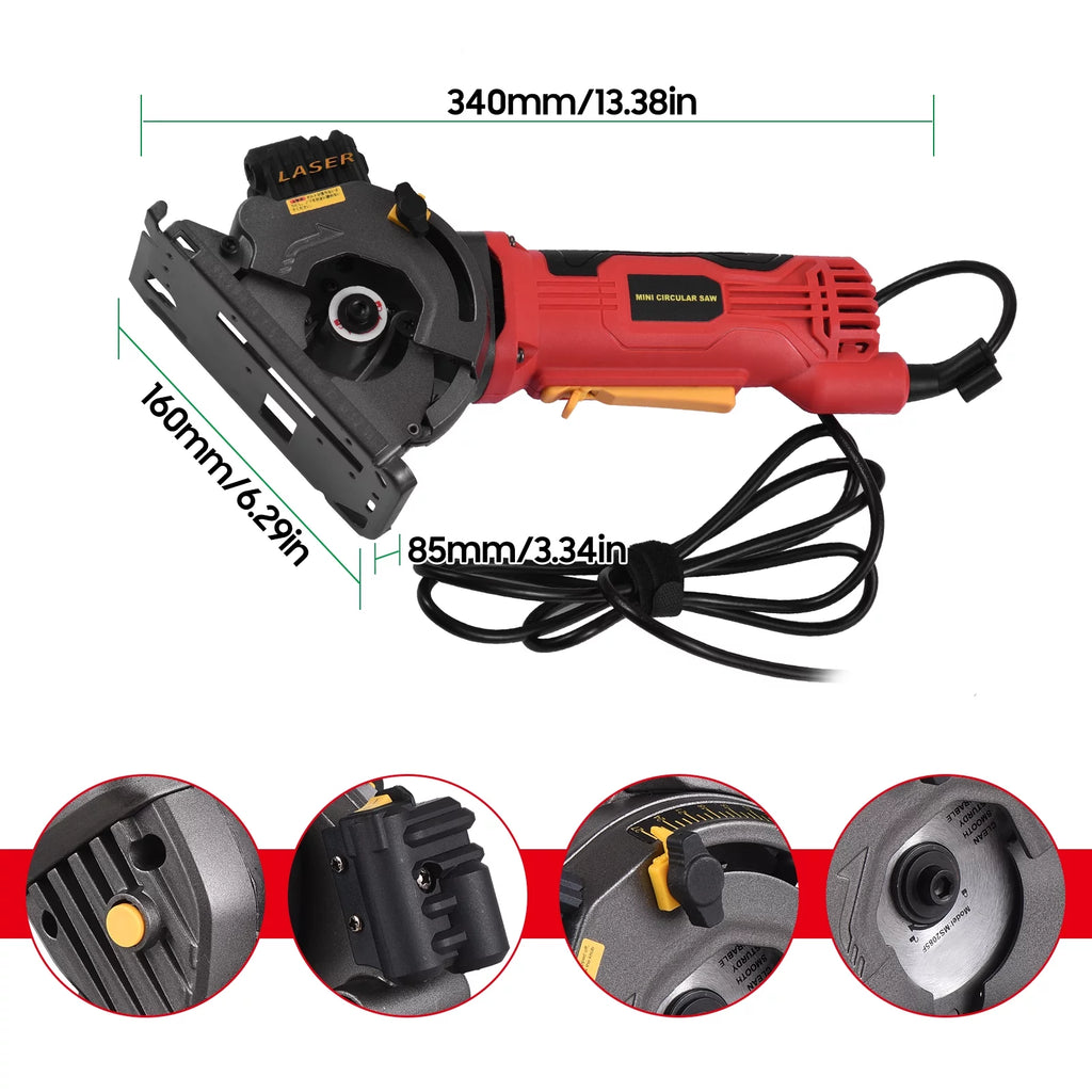 Mini Circular Saw 4.8Amp 3700RPM with Guide Scale Ruler R790