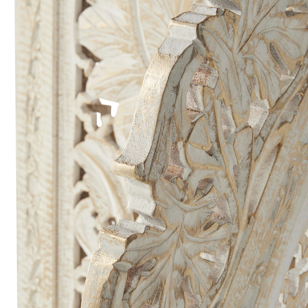 White Wood Arched 4 Panel Room Divider Screen G292