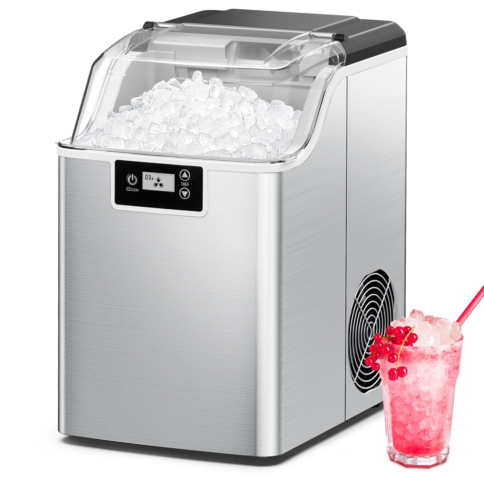 Silver Countertop Ice Maker, 44 lbs/24 H, Compact W176022