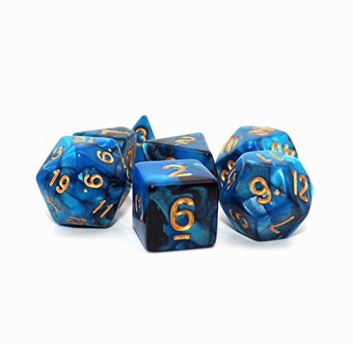 Teal White 7-Die RPG Dice Set L98170