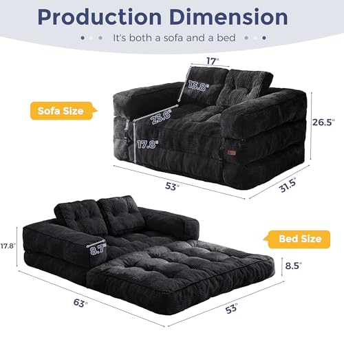 Dark Grey Folding Sofa Bed with Pillow H959044