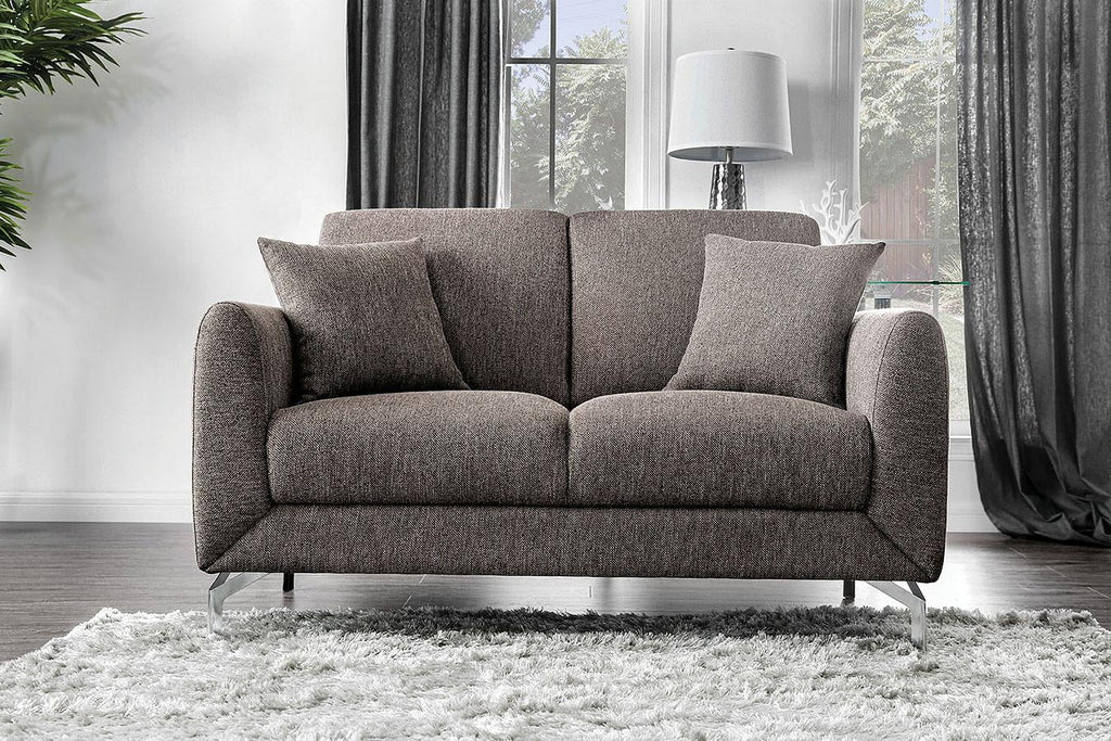 Brown Linen-like Fabric Living Room Set 3pcs G7758