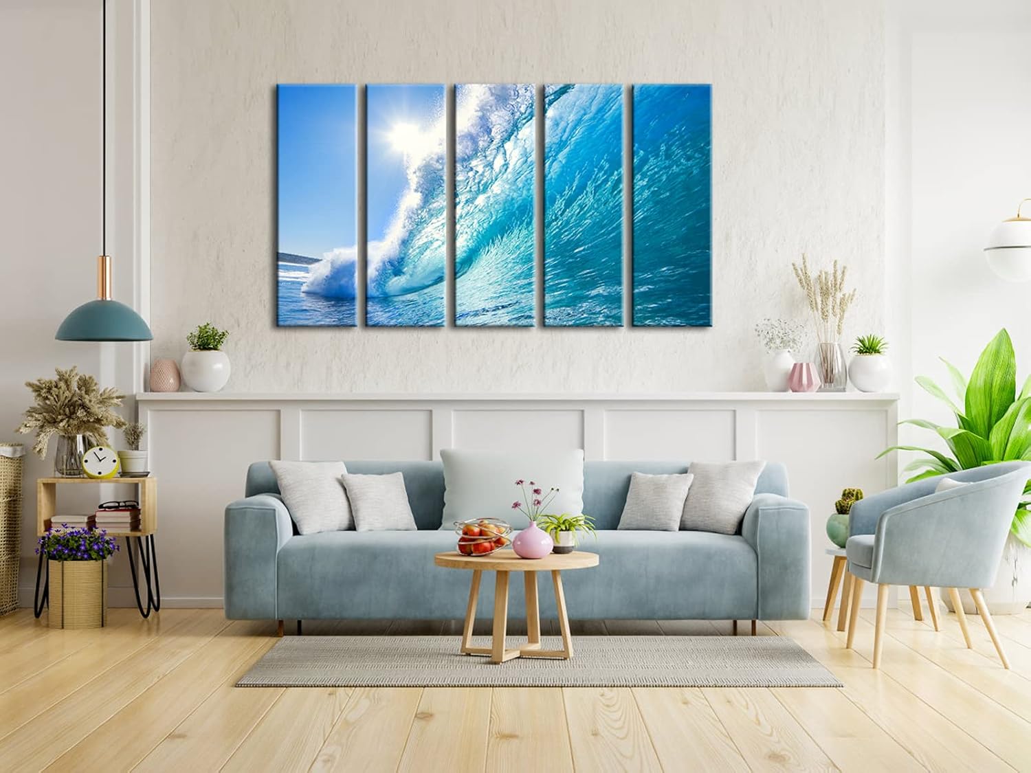 5 Piece Framed Giclee Canvas Prints Seascape Artwork W900762