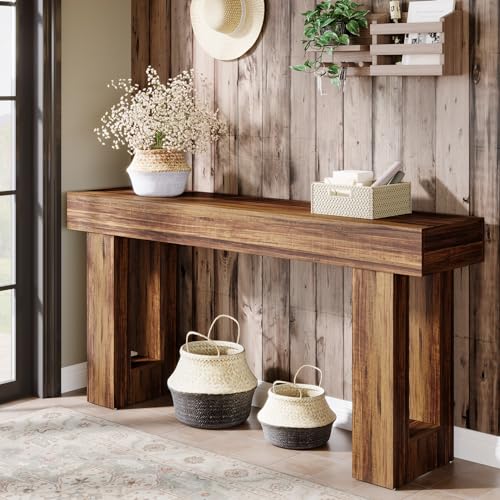 63-Inch Long Console Table, Rustic Brown Wooden Sofa Table V34960