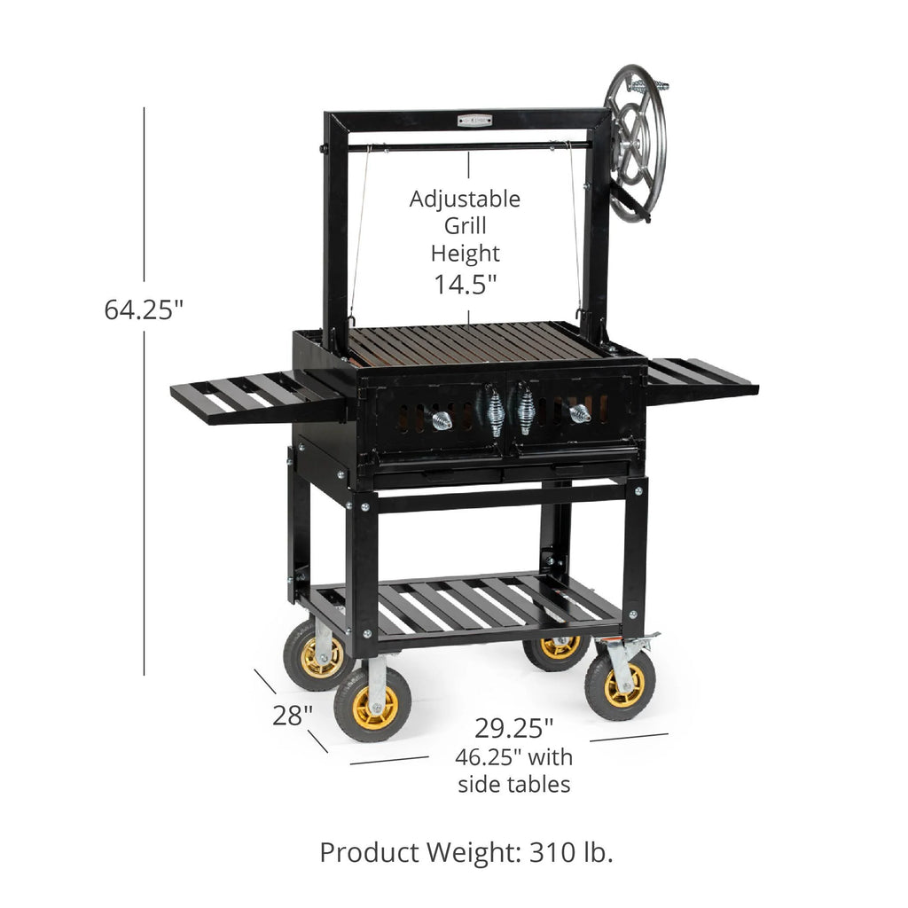 Steel Wood & Charcoal Argentine Grill with Ceramic Brick Lining S3922