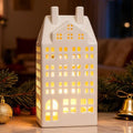 White Ceramic Christmas Village House with Lights U97315