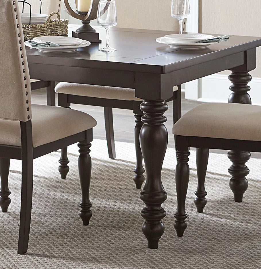 Grayish Brown Finish Dining Table with Draw Leaf Birch Veneer J674495