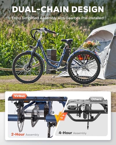 Electric Trike, 7 Speed, 48V 13Ah Battery, Front Suspension, 350W Motor, 24 26 inch Dual Chain Q812307