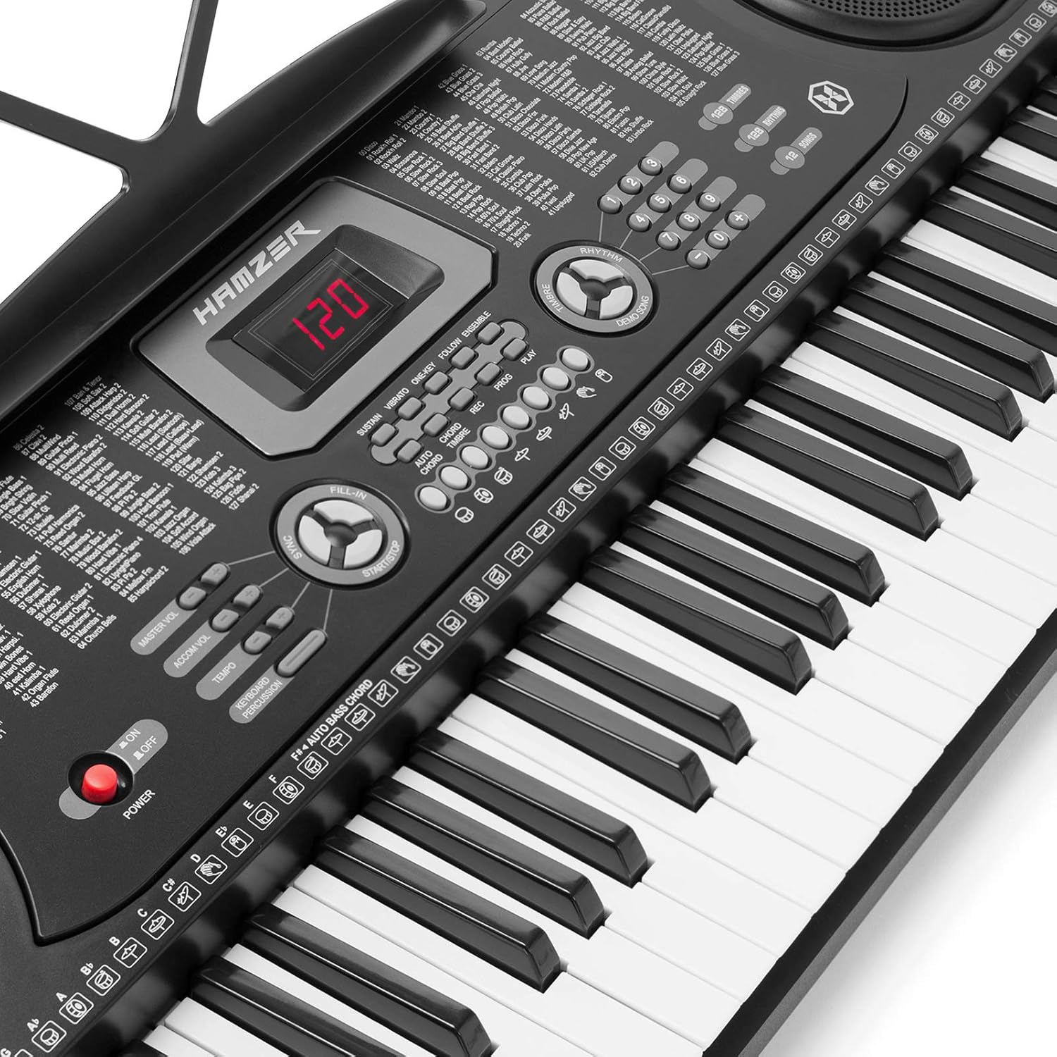 61-Key Electronic Piano Keyboard with Stand, Microphone, Sticker Sheet - Black C50467