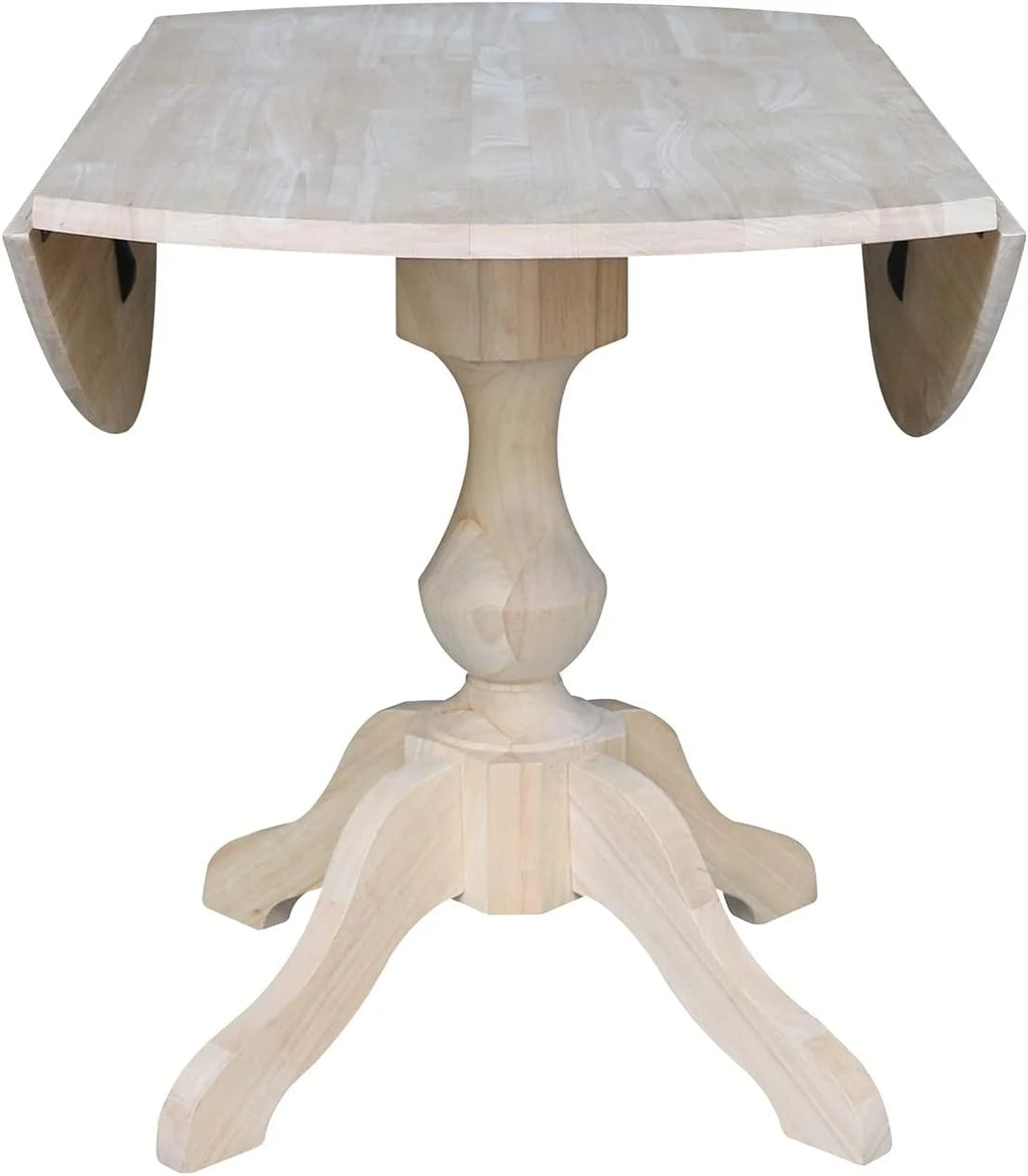 Round Dual Drop Leaf Pedestal Dining Table, Unfinished X283109