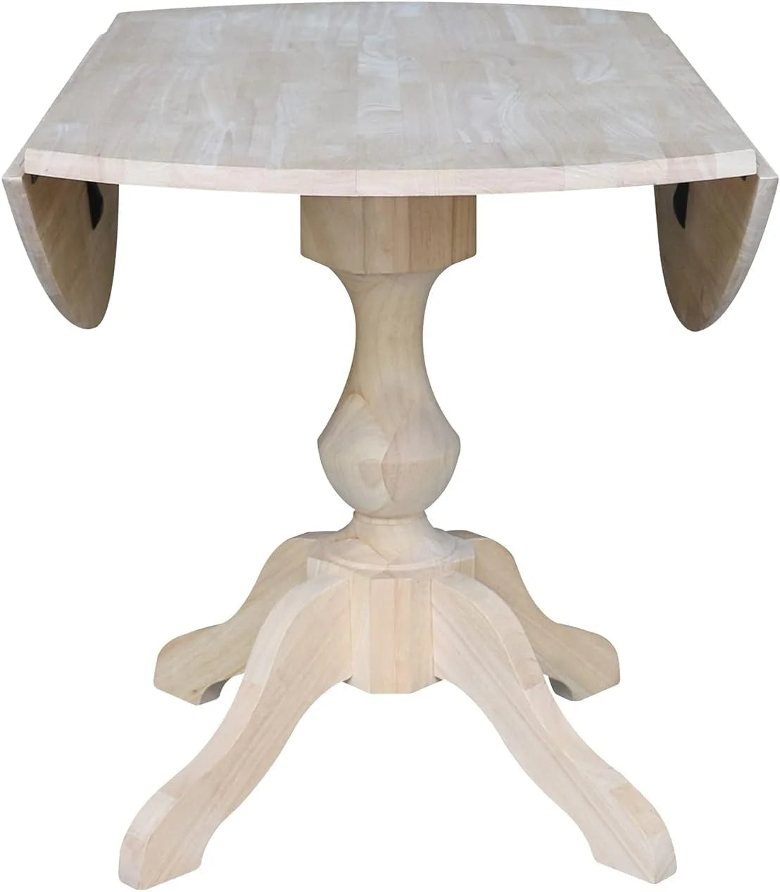 Round Dual Drop Leaf Pedestal Dining Table, Unfinished X283109