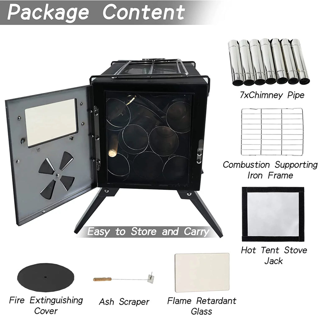 Black Portable Steel Camping Stove with Pipe V762
