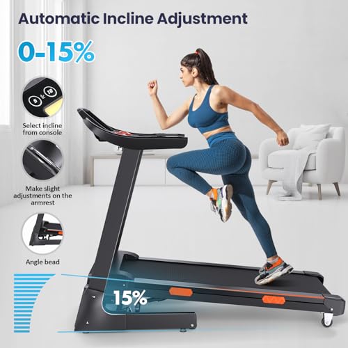 15% Auto Incline Folding Treadmill with Wide Belt, 320 lb Capacity U710550