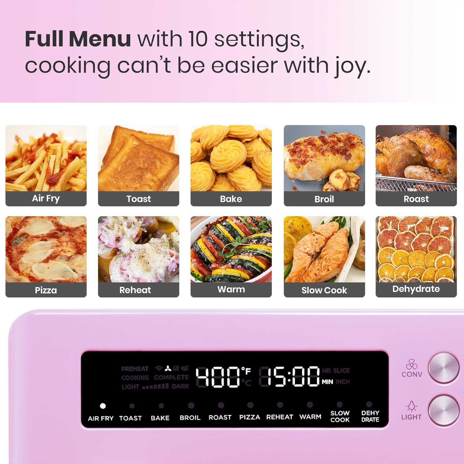 Pink 10-in-1 Convection Air Fryer Toaster Oven F115