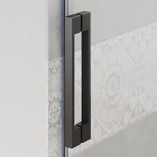 Frameless Sliding Tub Door 58.5-60" W X 62" H with 5/16" Clear Tempered Glass Matte Black Q317